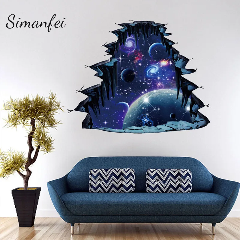 Simanfei космическая галактика планеты Наклейка на стену 2019 водостойкая виниловая