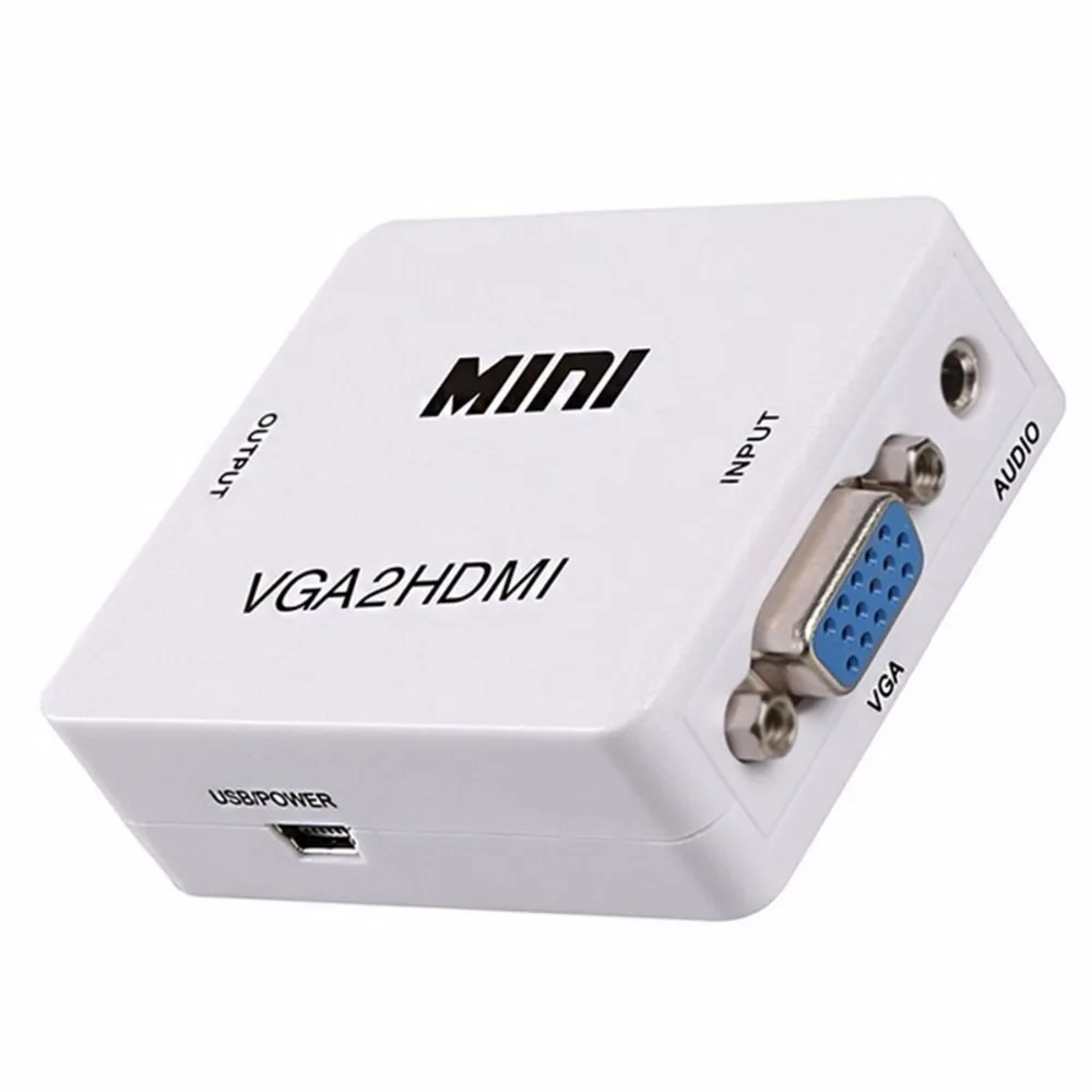 (Q) Расширенный сигнал VGA 2 HDMI мини-проектор с аудиоразъемом 1080P для ноутбука ПК