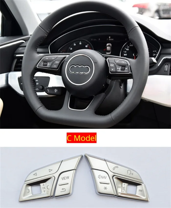 C Model Автомобильный Стайлинг, кнопки рулевого колеса, накладка, наклейки для Audi Q3 Q5 A1 A3 8V A4 B9 B8 A5 A7, аксессуары для салона автомобиля - Название цвета: C Model