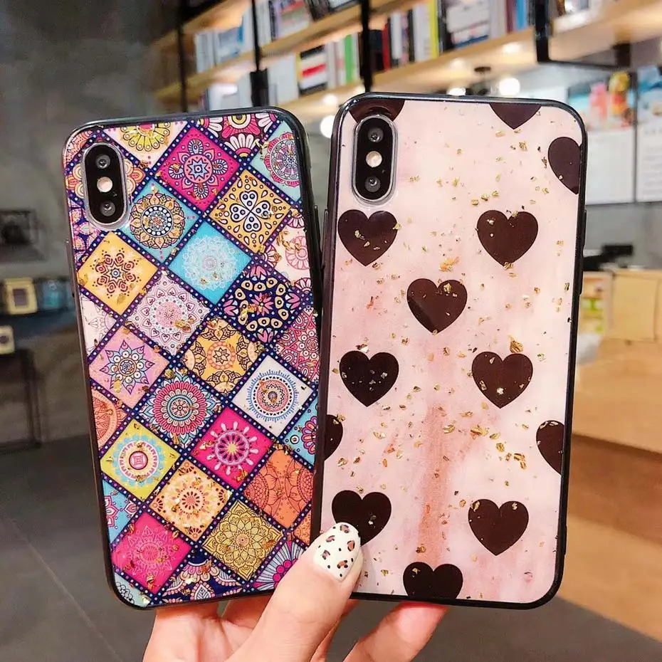 Glitter Gold Foil Case For iPhone XR XS MAX 6 7 8 X Luxury Bling Back Cover 8Plus 6s Plus fundas Coque |