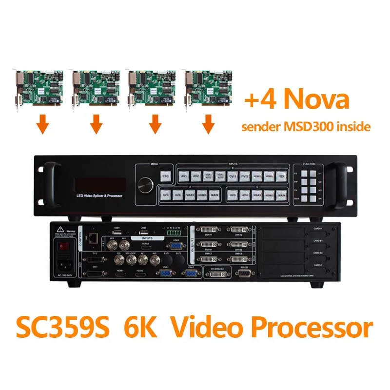 Видеопроцессор SC359S Прокат использование с 4 шт. Novastar светодиодный видеопроцессор