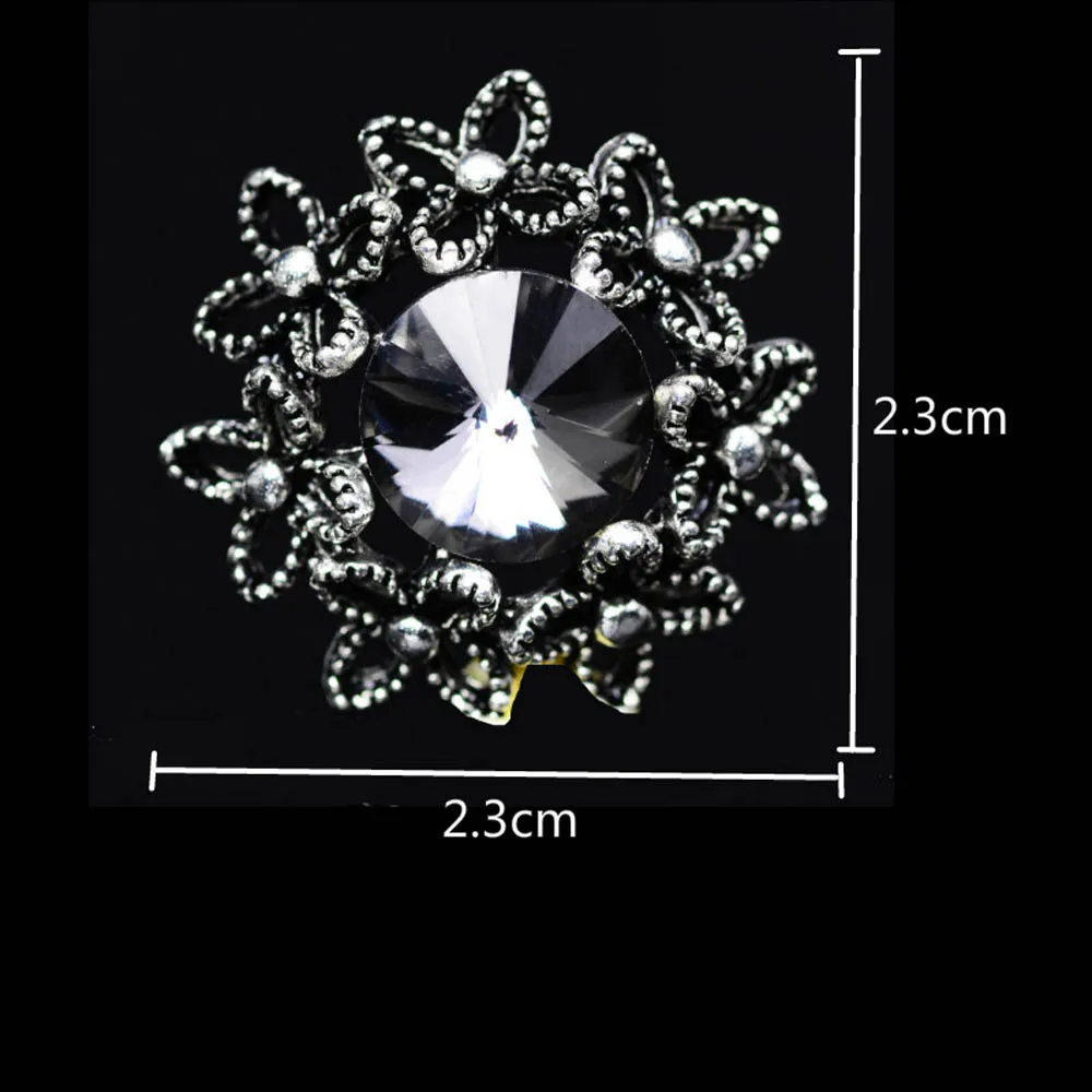 Черные пуговицы со стразами 10 шт./лот украшение с плоской задней стороной для