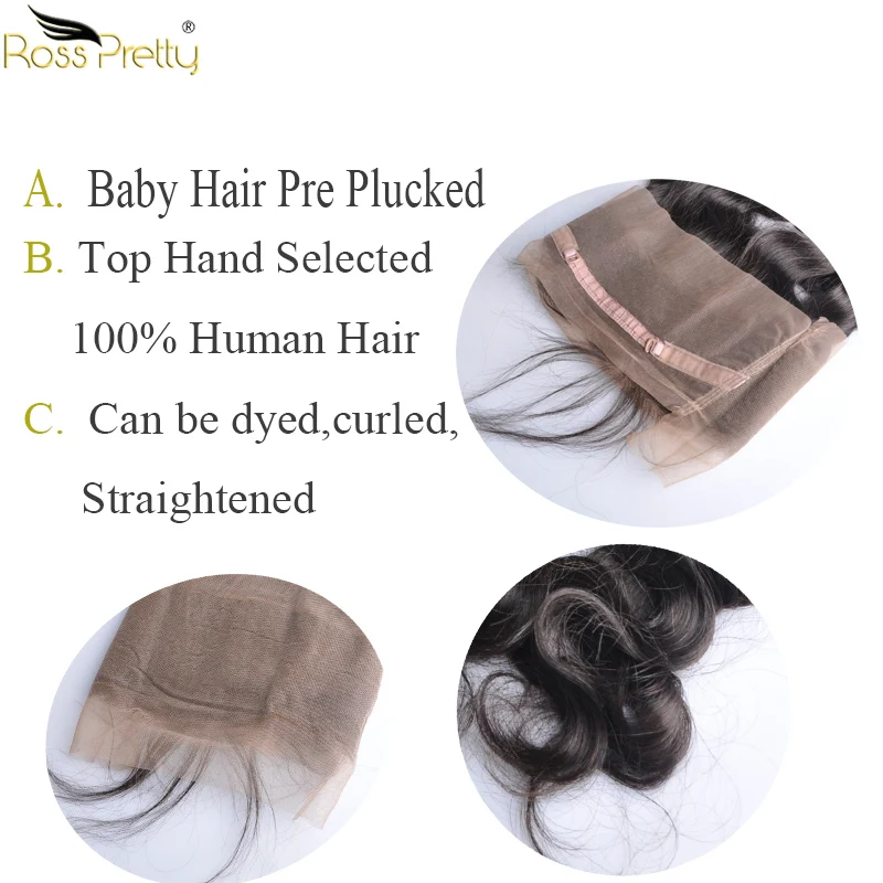 Ross Pretty Remy перуанская волна тела предварительно сорванная 360 Кружева Фронтальная