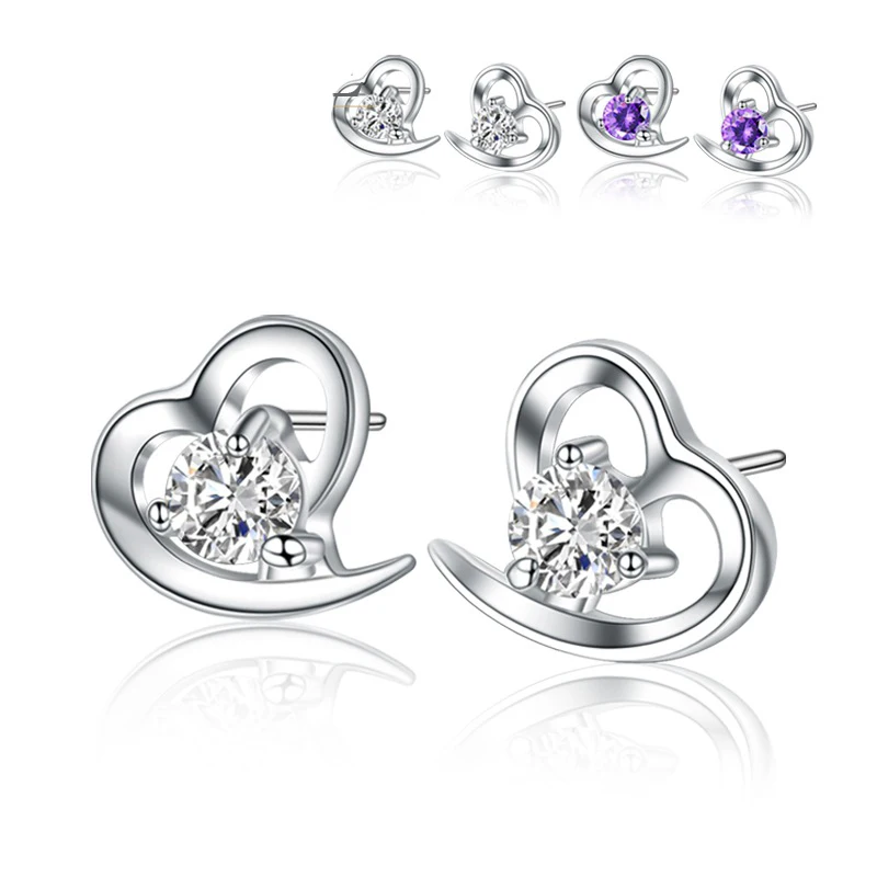 Женские Романтические серьги гвоздики Utimtree в форме сердца из серебра 925 пробы