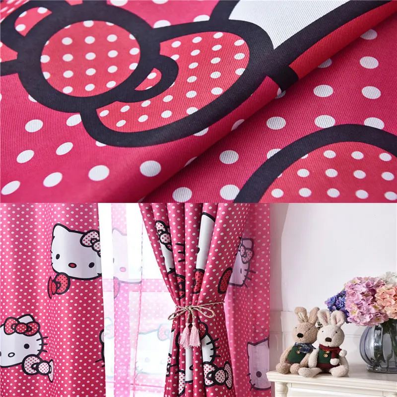 Розовые занавески с принцессой hello kitty для девочек, занавески для ванной комнаты
