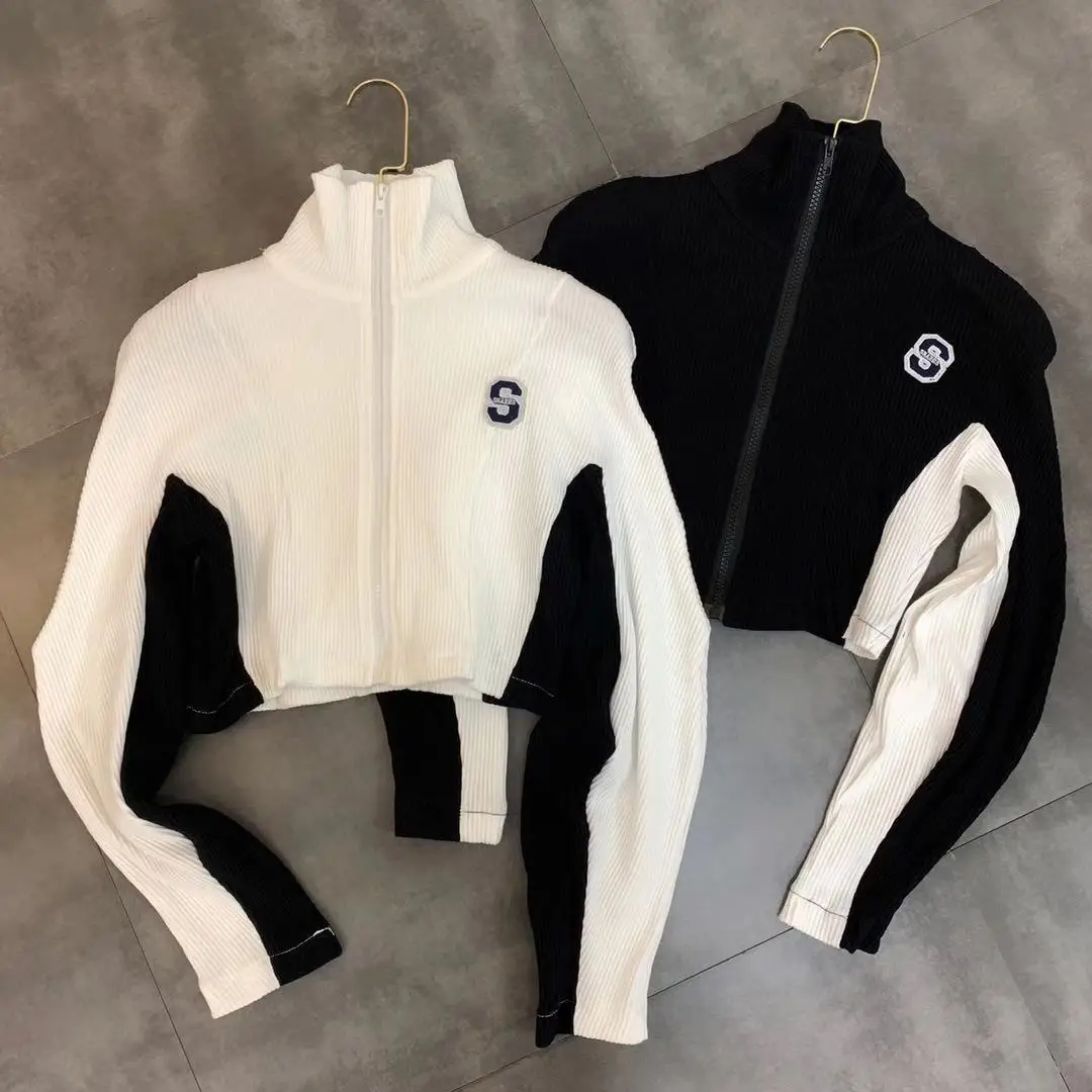 Женская куртка с воротником стойкой Moletom однотонное пальто длинными рукавами и