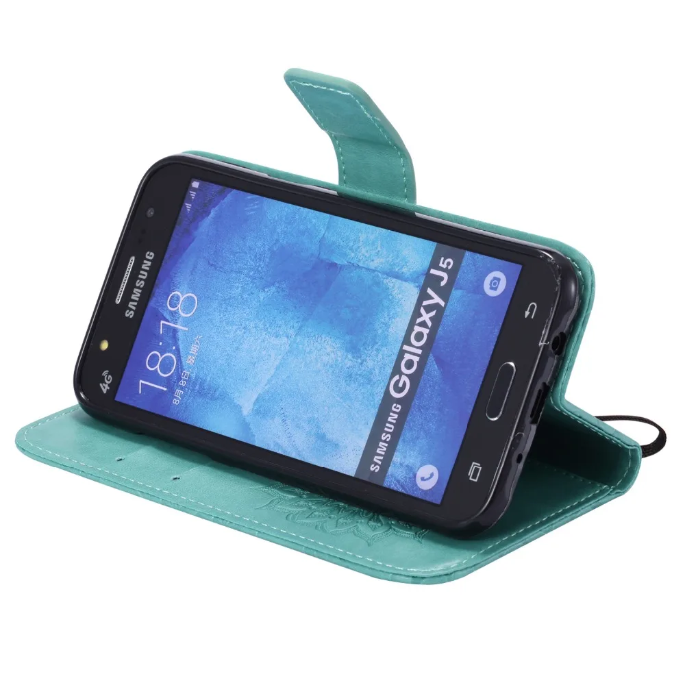 Рельефный чехол с подсолнухом для fundas Galaxy J5 J500 Samsung 2015 флип J500F J500H 5 дюймов +