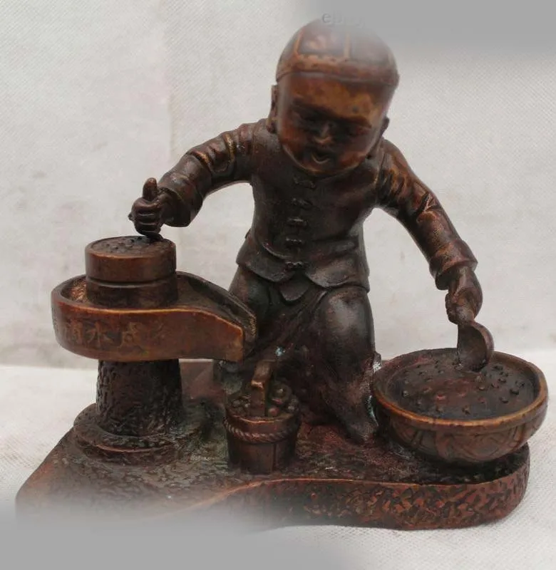 7 &quotКитай Китайский Народная Бронзовый традиционный Мальчик ручной