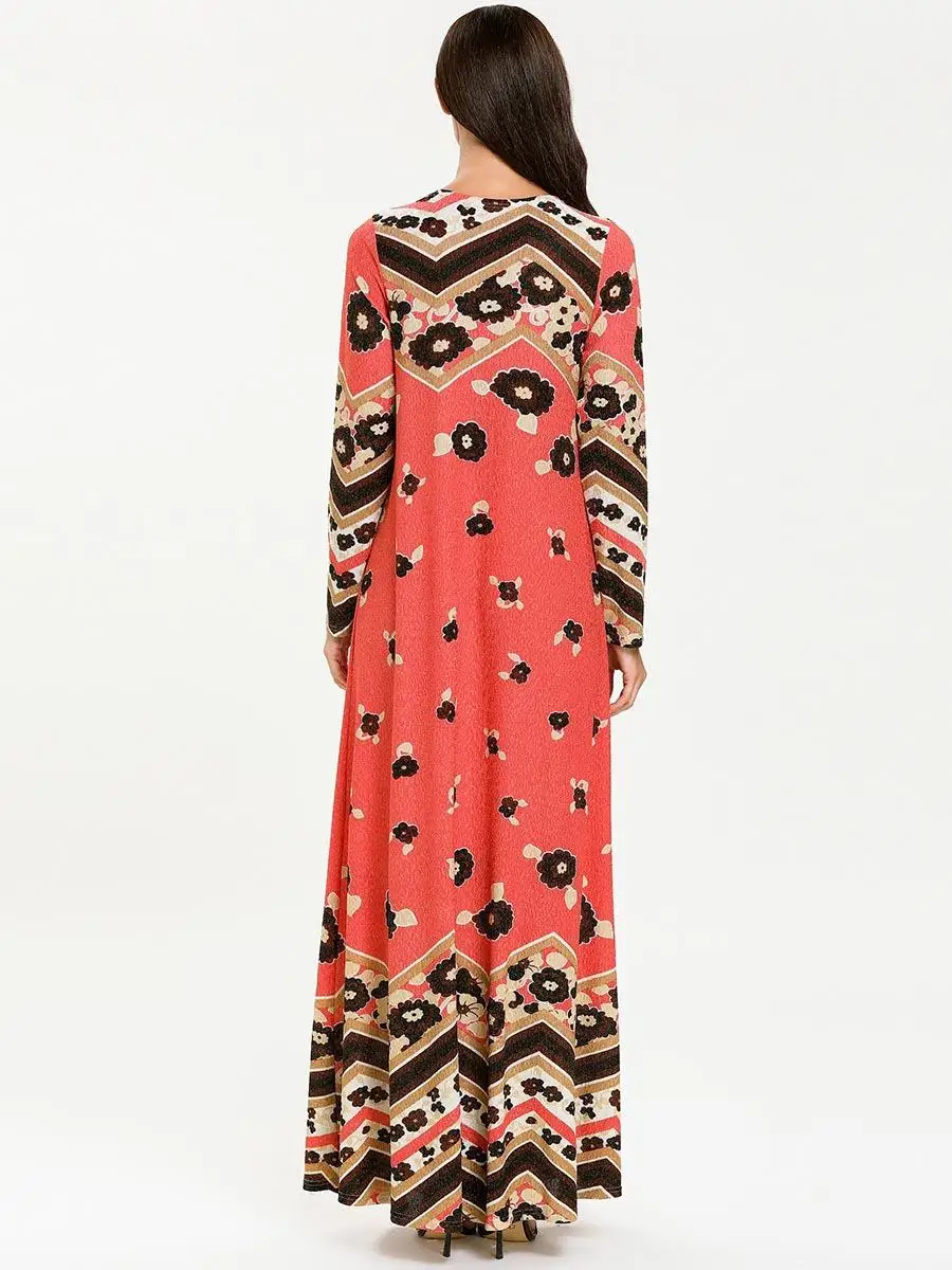 Женские мусульманские длинные платья с принтом в Дубае длинный халат Абая ислам