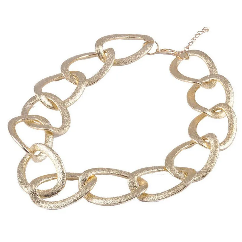 Горячая Мода Панк колье ожерелье Gros Collier Femme матовое скрученное массивное длинное ожерелье на цепочке ожерелье N1056 - Окраска металла: Gold Color