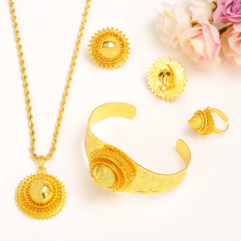 Bangrui большой желтый золотой цвет ювелирные изделия из эфиопских волос 4 шт наборы