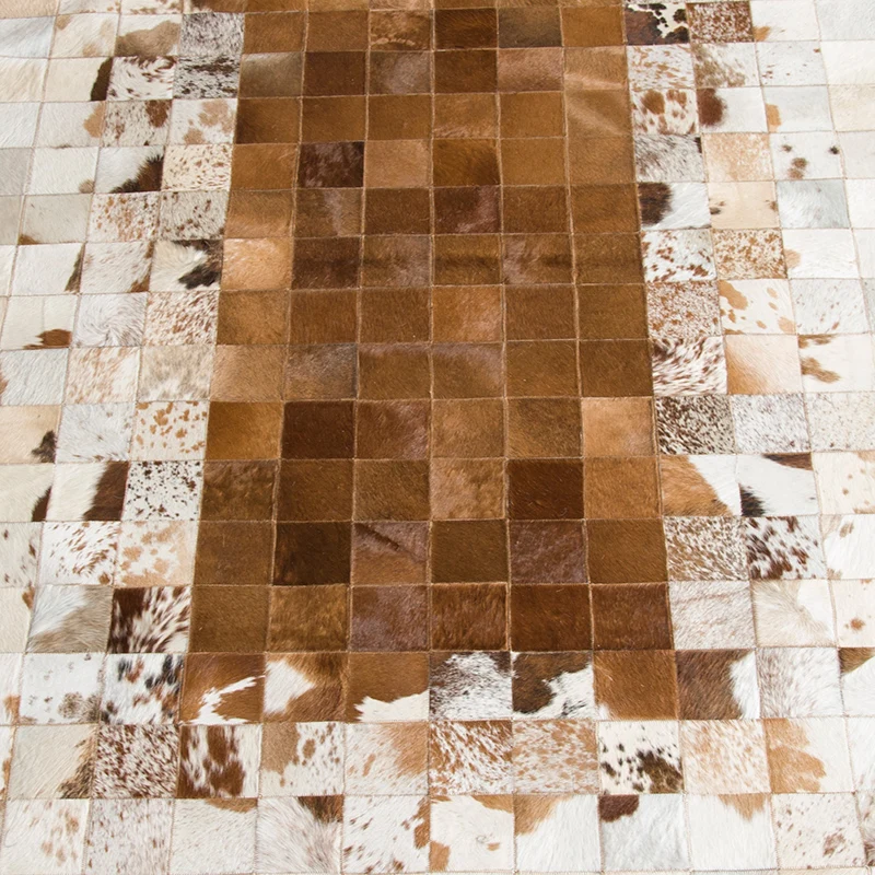 Роскошный Ковер в американском стиле из натуральной коричневой воловьей кожи