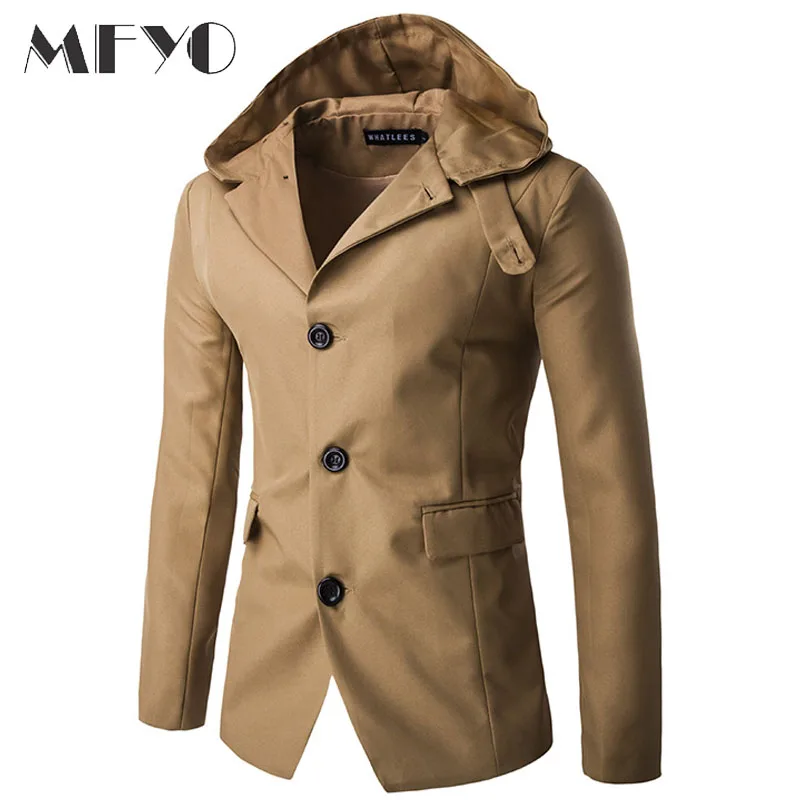 New Blazers And Jackets Mens Slim Fit Suit Jacket Hooded Men Casual Business Outerwear Hood Blazer Classic Suits | Мужская одежда