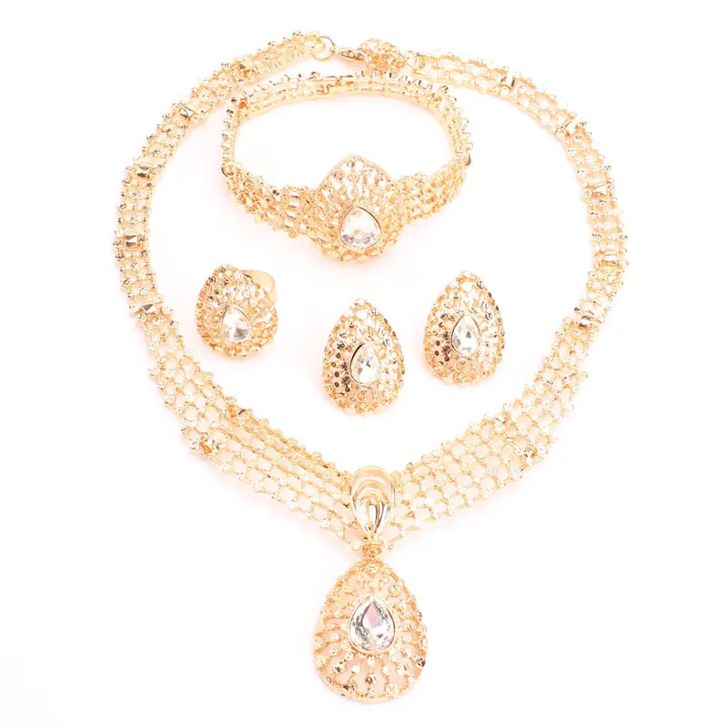 Дубай Модные Винтажные роскошные стразы свадебное ожерелье серьги браслет