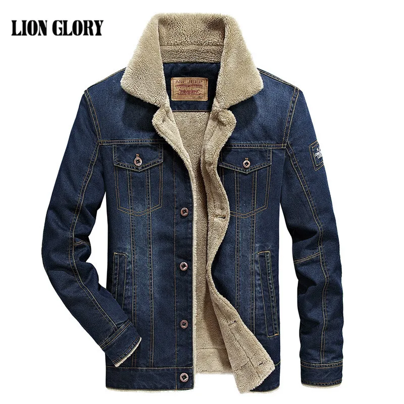 

M-4XL Denim Jacket Men Plus Velvet Thickening Men Denim Jacket Parka Men Winter Jacket Warm Thickened Denim Erkek Kot Ceket 4XL