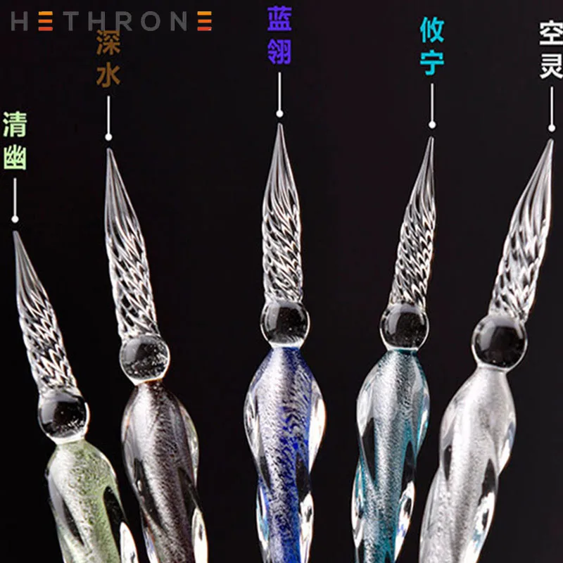 Hethrone высокое качество Кристальное стекло Dip Ручка авторучки прозрачный