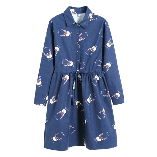 2018 весенне осенние женские милые платья хлопковые с длинным рукавом и принтом