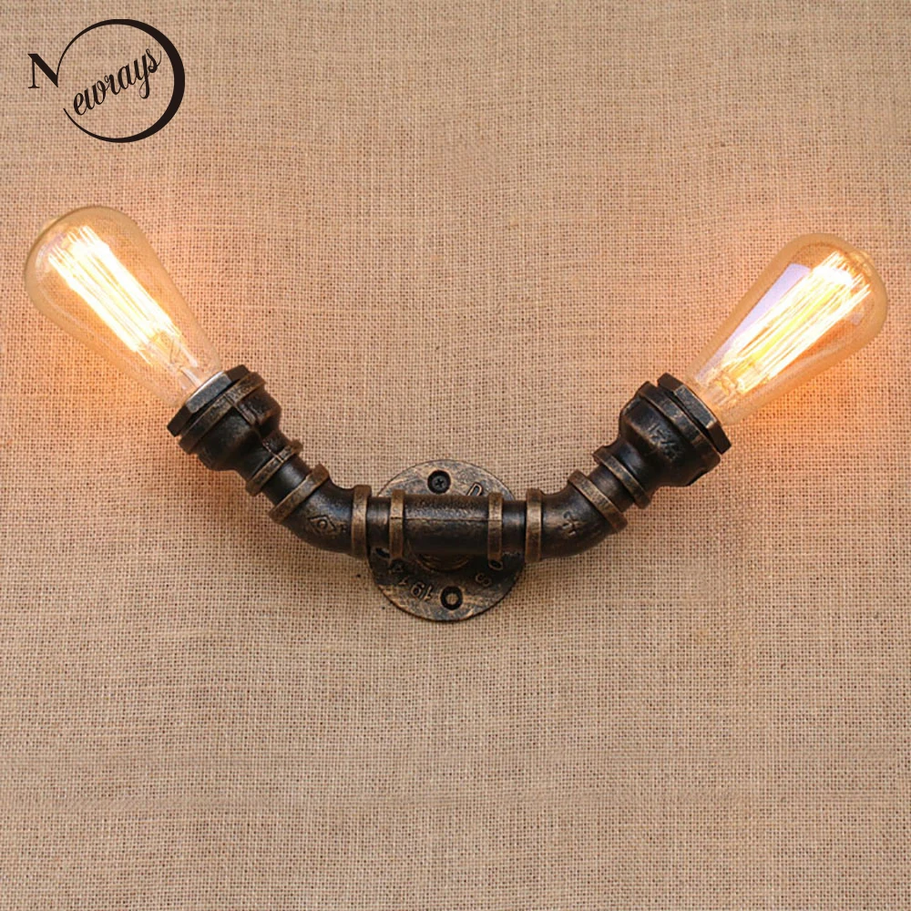 Старинная настенная лампа e27 в стиле ретро 2 светильника лофт индастриал железная