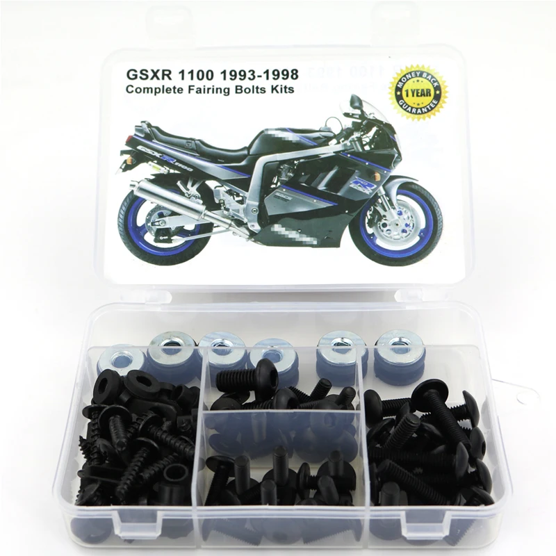Black Для Suzuki GSXR 1100 GSXR1100 1993-1998 полный обтекатель Болты Комплект болты для кузовных работ стальные зажимы скоростные гайки Болты - Цвет: Black
