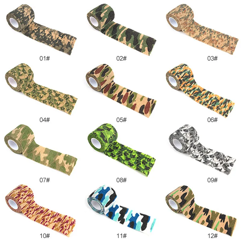 

1pc Outdoor Tactical Army Camo Elastic Tape Bandage Wrap Hunting Camouflage Stretch Cycling Stickers Tape Adhesive Bandage