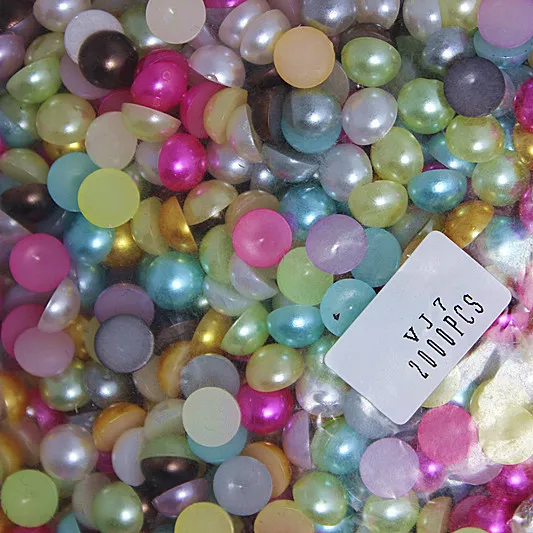 2000 шт./упак. 7 мм искусственный жемчуг смешанных цветов полукруглый с плоской