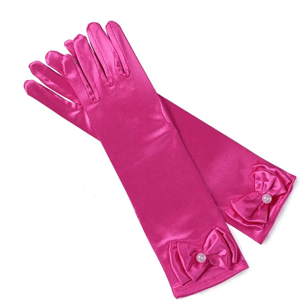 Bow gloves A Детские маскарадные перчатки принцессы для маленьких девочек, платье Анны, митенки с бантом, Вечерние перчатки с принтом, детские перчатки без пальцев для девочек - Цвет: Bow gloves A