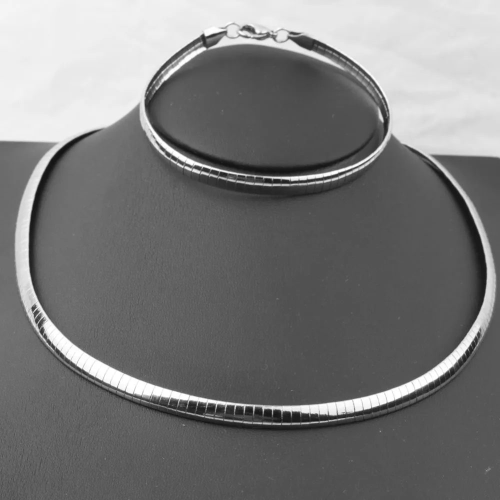 Женский Ошейник 6 мм ожерелье чокер + браслет ювелирные изделия змеиная цепочка