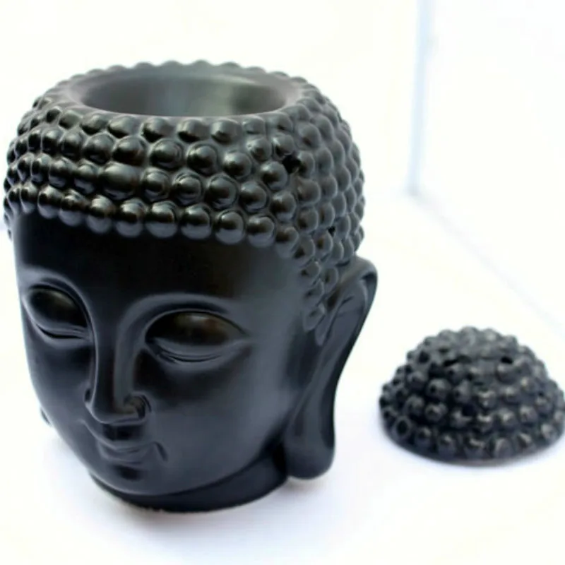Белый и черный светильник буддистские благовония с головой Будды керамическая