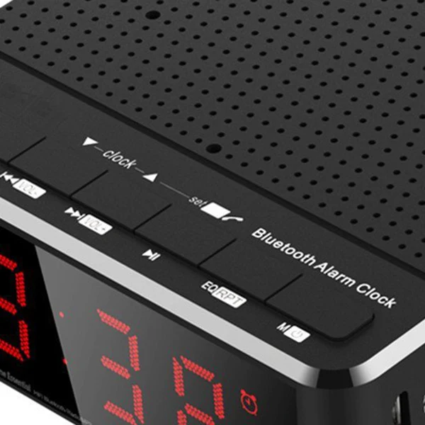 Цифровой будильник с Bluetooth-динамиком красный цифровой дисплей 2 диммерами FM-радио
