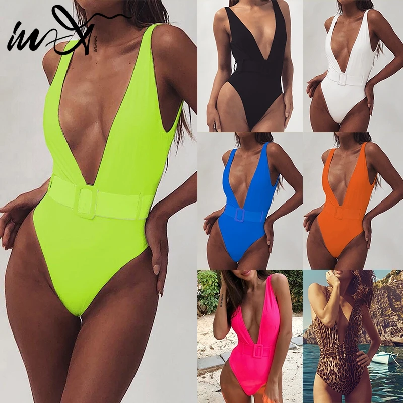 Женский купальник бикини с поясом In X Цельный леопардовым принтом летний высокой