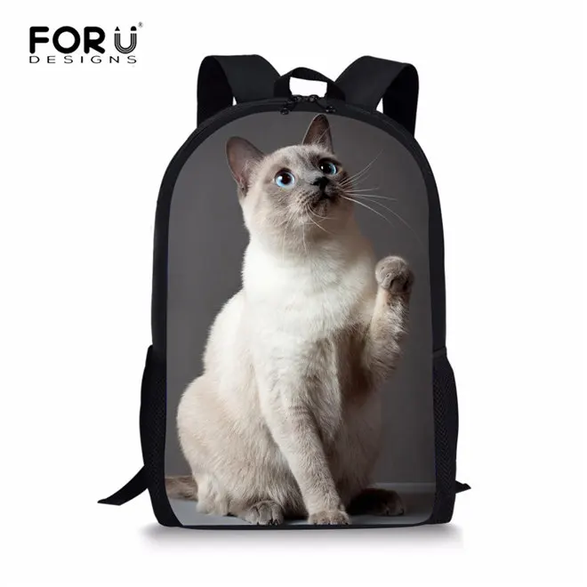 w2863 FORUDESIGNS/рюкзак Водонепроницаемый Холст Школьные сумки для подростков мальчиков девочек кошка печати рюкзаки 15 дюймов школьный рюкзак Детская сумка - Цвет: w2863