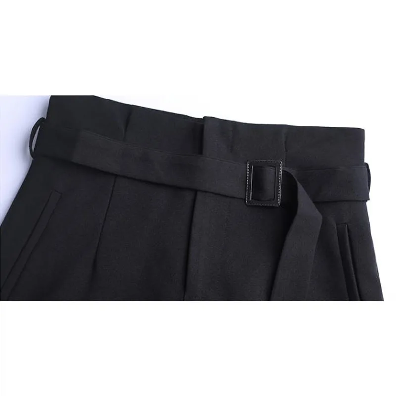 Осенние, размера плюс 4XL, модные, высокая талия, женский костюм, брюки, элегантные, широкие, штаны, OL, с поясом, формальные, брендовые, дизайнерские