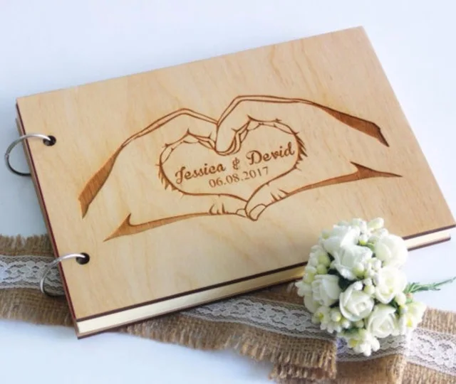 

personalized rustic love forever wedding save the date wood guest books cover guestbooks Reception party favors decorations