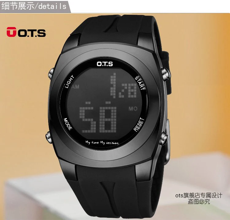 Бренд OTS креативный большой номер стиль Мужские Relojes Спорт Водонепроницаемый AlarmLED цифровые модные часы Relogio Masculino
