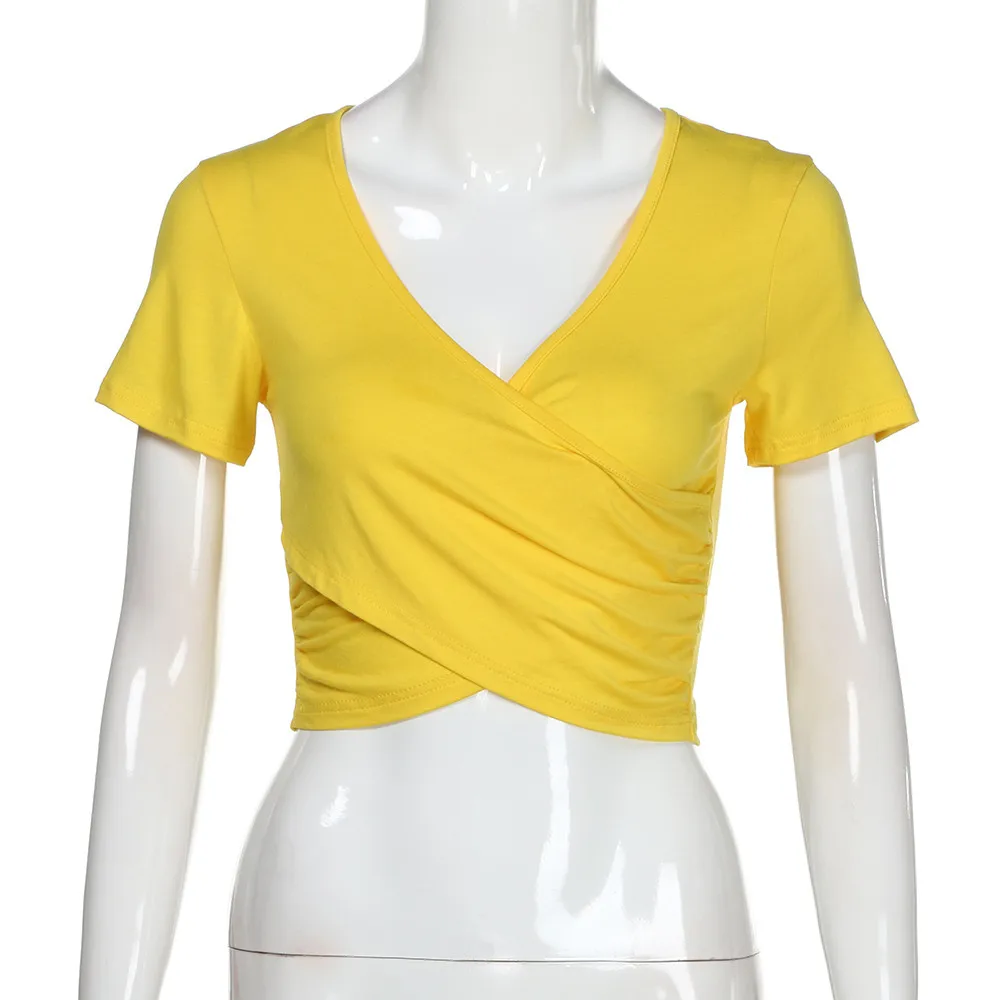 Летние сексуальные топы женские с глубоким v образным вырезом короткий рукав