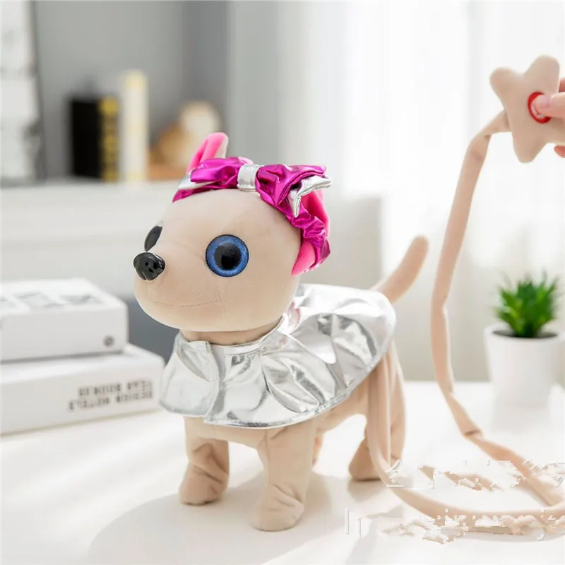 Электронный питомец, собака-робот Chi, плюшевая набивная собака, гуляющая Поющая интерактивная игрушка для собак с сумкой для детей, на день р... от AliExpress WW