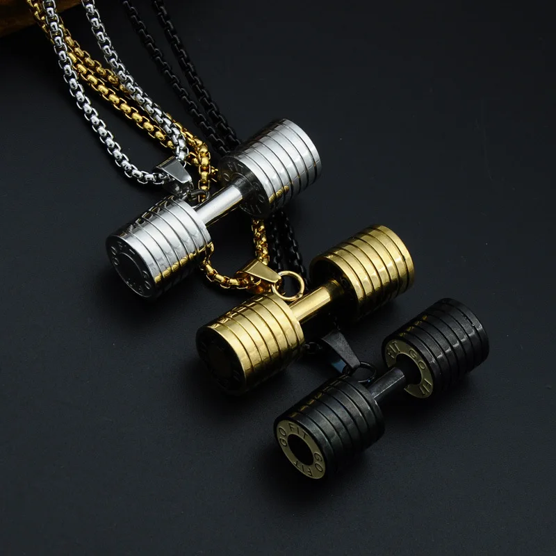Дизайн модные Для мужчин спорт фитнес прочность dumbell Популярные titanium кулон Mathidaleo Цепочки и ожерелья D029