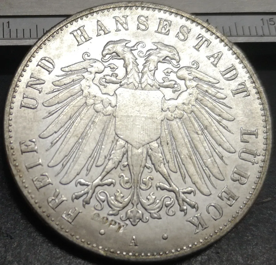 1904 г. Бесплатная доставка город Любек Посеребренная копия редкая