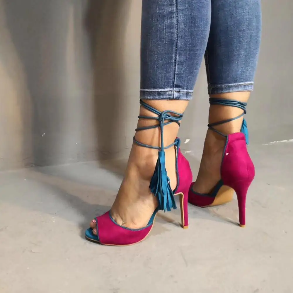 Женские сандалии гладиаторы Olomm пикантные туфли на высоком каблуке шпильке с