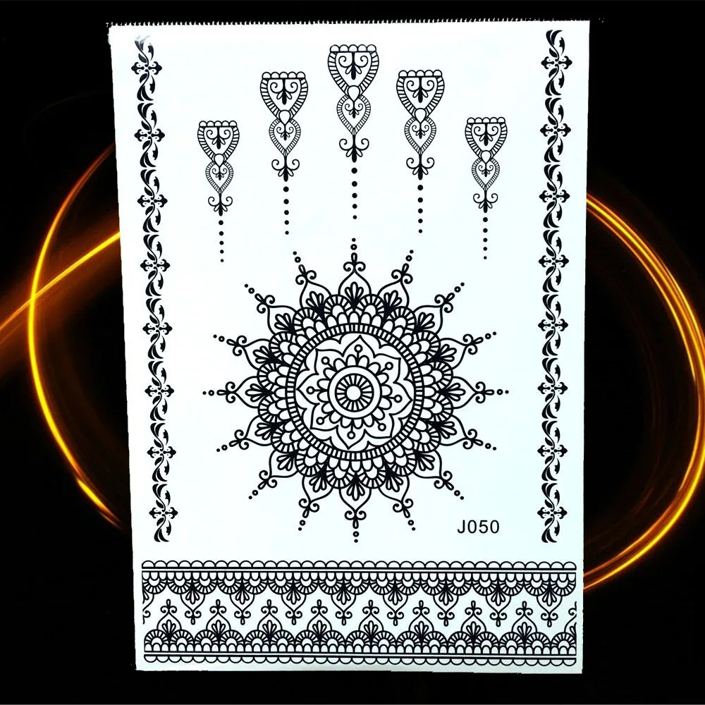 GoldOcean Yantra Мандала Black временная татуировка из хны Paste водостойкая поддельная