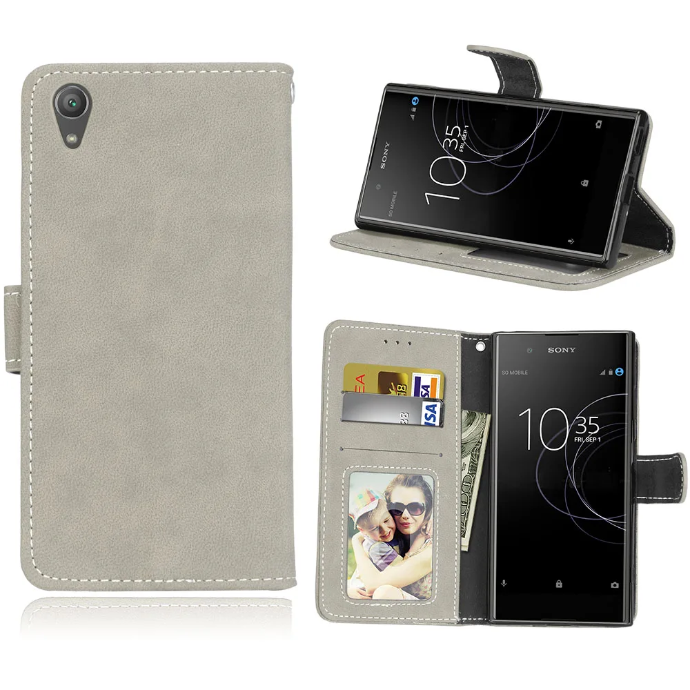 Gray Чехол для sony Xperia XA1 Plus G3412, винтажный матовый кошелек с подставкой, ПУ силиконовый кожаный флип-чехол для телефона sony XA1 Plus, чехол s - Цвет: Gray
