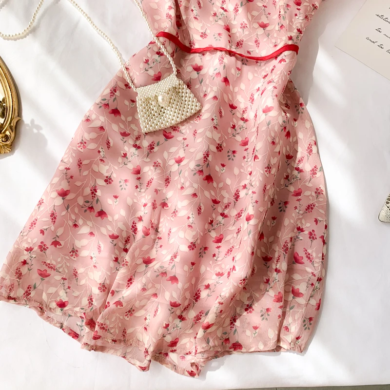 Женское платье в стиле ретро летнее с высокой талией и цветочным принтом