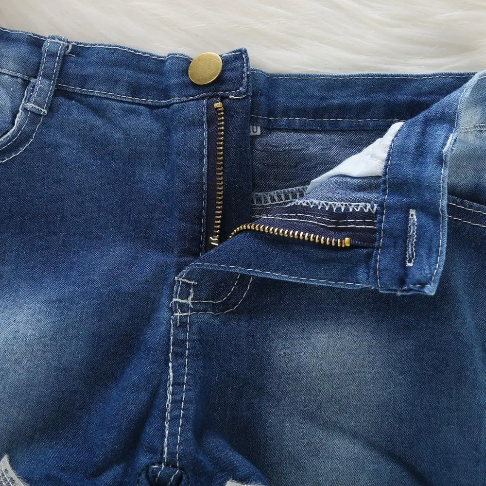 Детский комплект для девочек топ с цветочным принтом и кружевные джинсовые