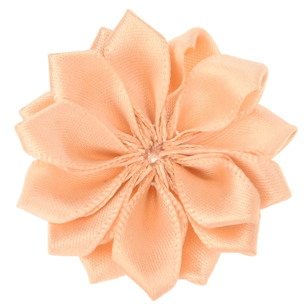 Beige 20 шт., 4 см., атласные цветы для волос, сделай сам, модный аксессуар, букет, аксессуары для волос, розетка, острый, без банта, без заколки для волос - Цвет: Beige