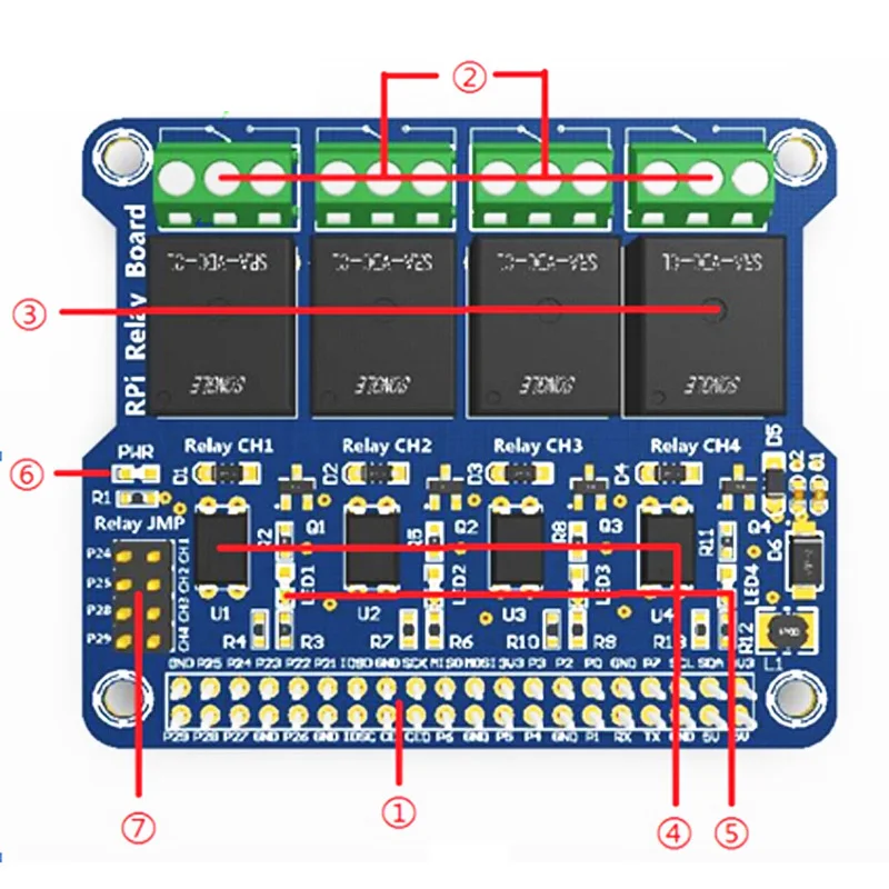 Плата реле питания Raspberry Pi плата расширения щит поддержка Rpi A +/B +/2 B/3 B для домашней