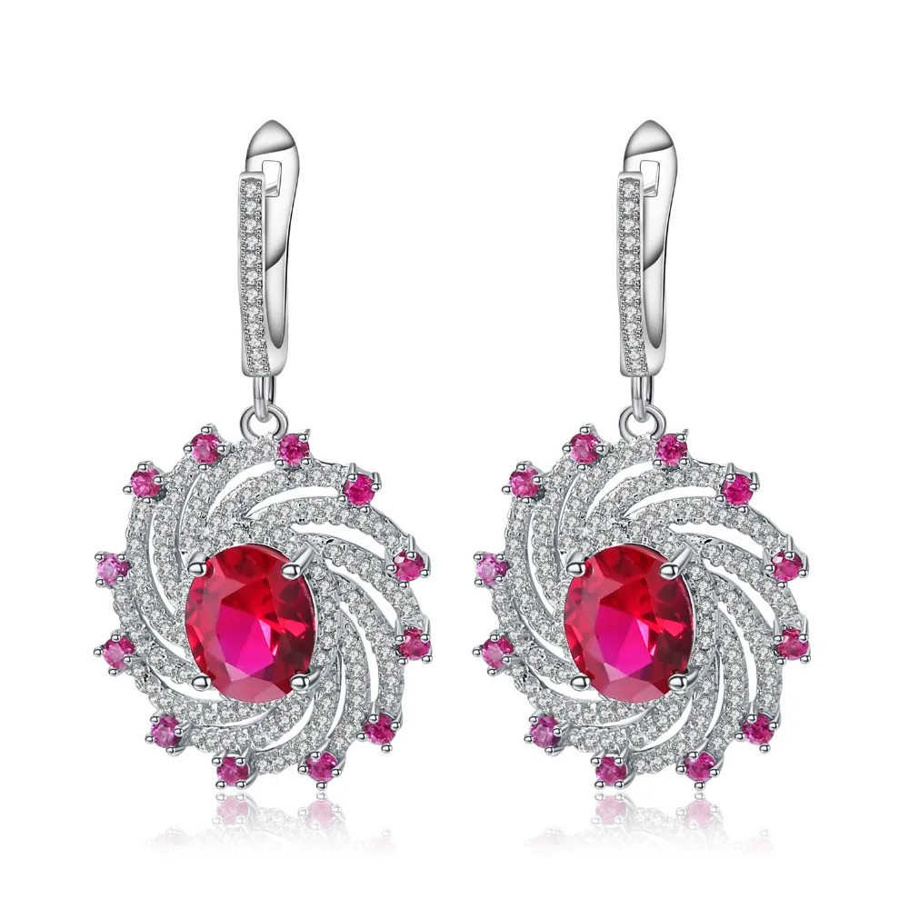 Роскошные серьги подвески с рубином массивное ювелирное изделие для влюбленных