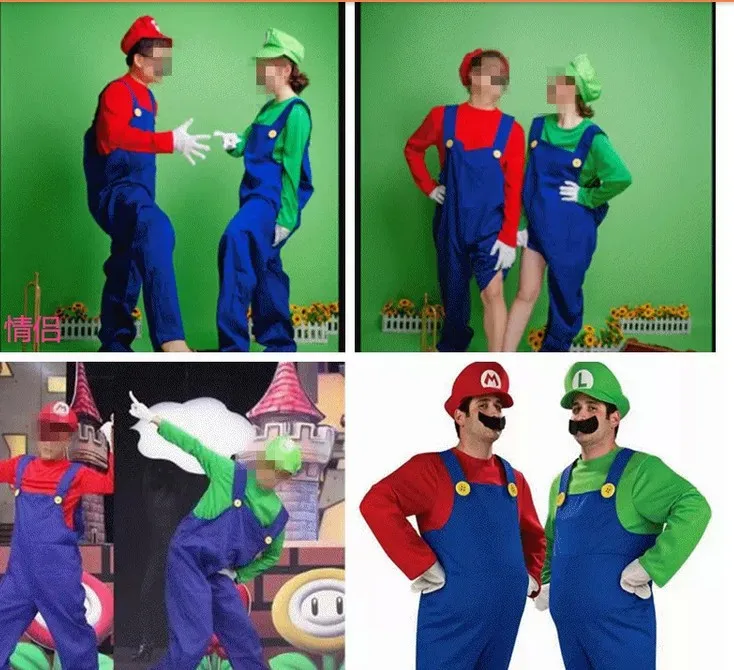 2014 new Super Mario costumes Classic Halloween cosplay costume bib pants coaplay Water electrician suit for Men |