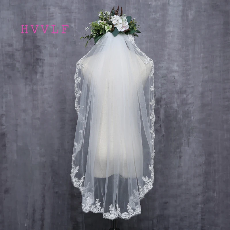 

High Quality Cheap Short Wedding Veils White Ivory One Layer Lace Bridal Veils Wedding Accessories