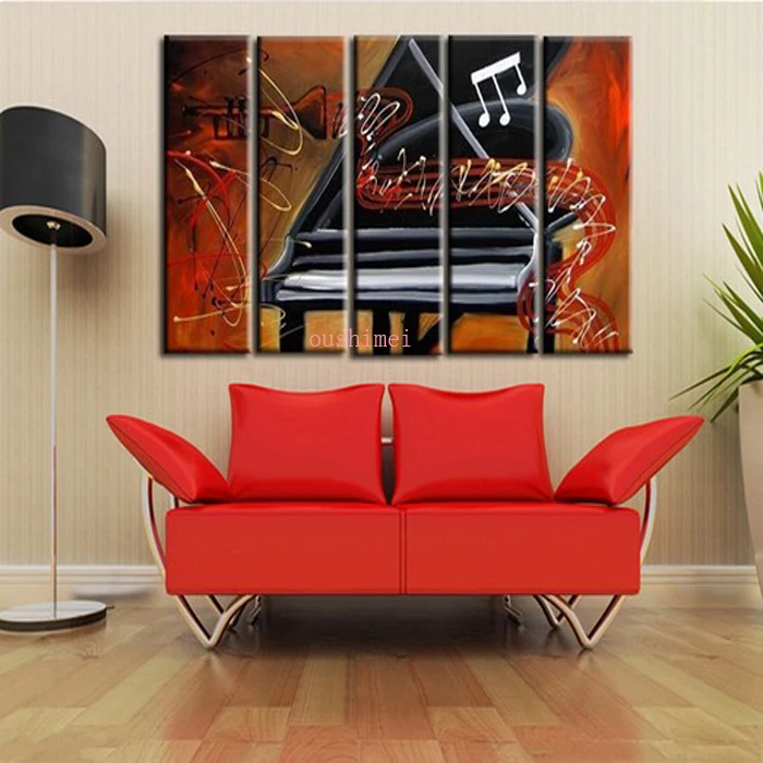 Картина ручной работы 5 шт. картина маслом Музыка на холсте настенная живопись