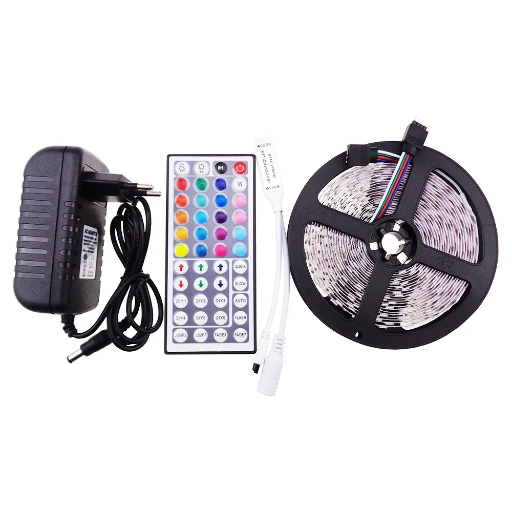 Светодиодная лента 5050 комплект 5 м 300 светодиодный ip20 SMD светильник DC12V RGB с 44Key RGB контроллер и 3а адаптер питания красный ww синий белый JQ